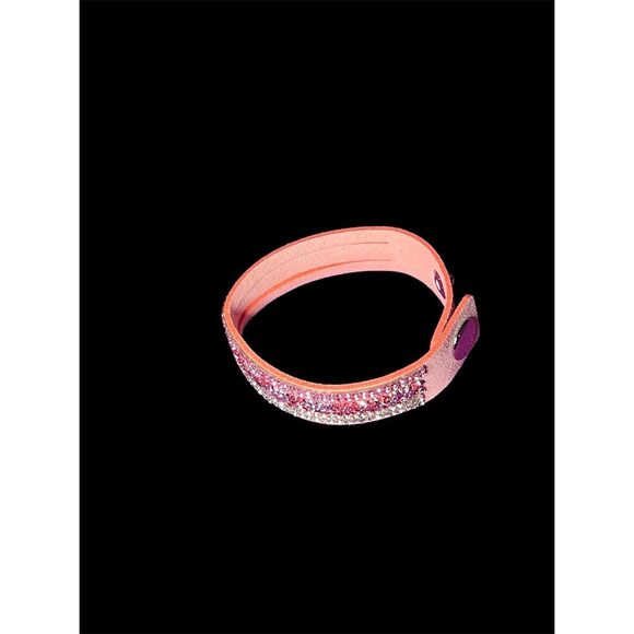 Pink Rhinestone Wrap Bracelet Snap Closure - Picture 9 of 13